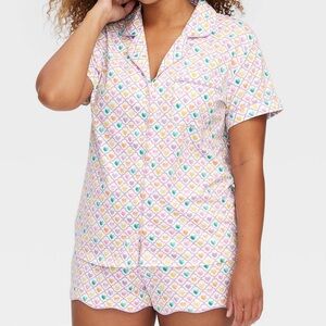 NWT Roller Rabbit X Target Geo Hearts Pajama Set M